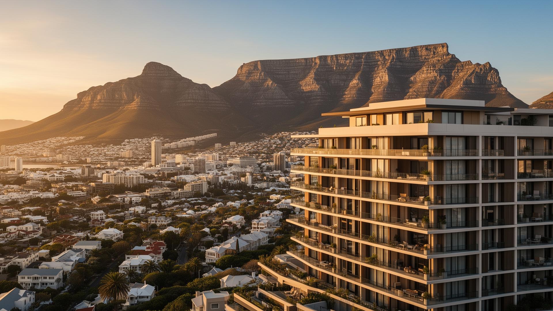 Luxury Cape Town apartment with Table Mountain at golden hour